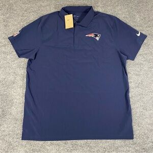 Nike New England Patriots Short Sleeve Navy Mens XL Coach Dri Fit Polo NWT